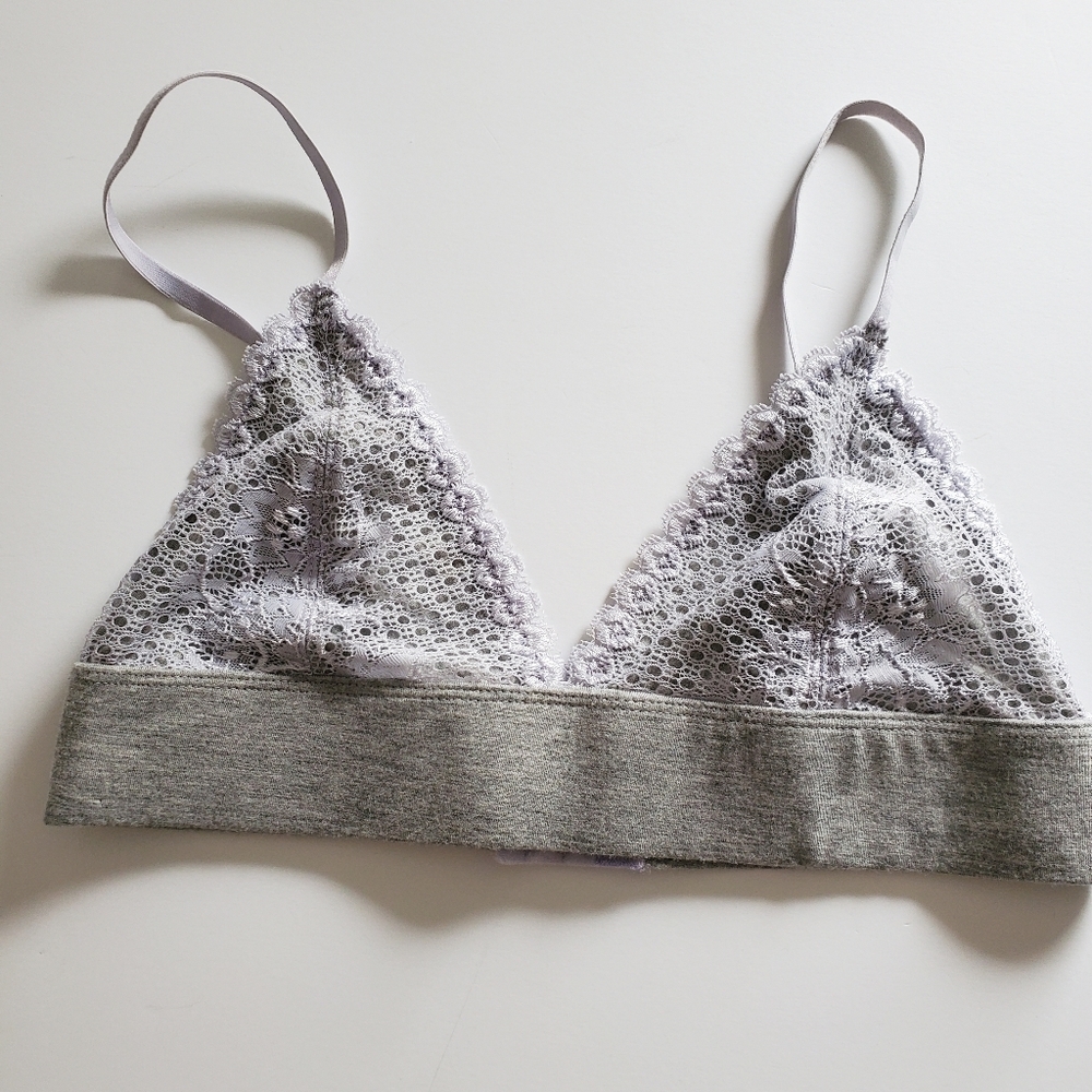Urban Outfitters Bra Pins‎ & Needles bra gray lace Medium bralette lace
